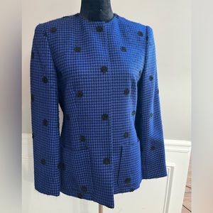 Vintage Carlisle Black and Blue Houndstooth Jacket-size 6
